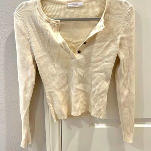 Elodie - Long sleeve - V Neck - Ribbed button down sweater - Size M